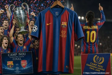 Maillot fc barcelona et la légende de la victoire en finale de la c1