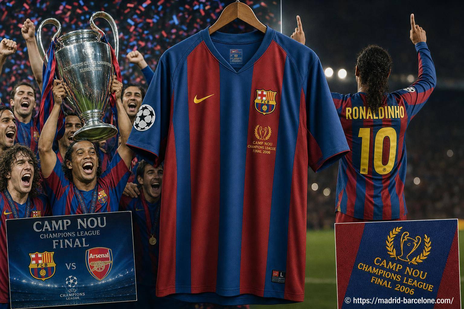 Maillot fc barcelona et la légende de la victoire en finale de la c1