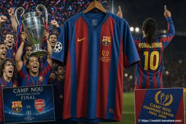 Maillot fc barcelona et la légende de la victoire en finale de la c1
