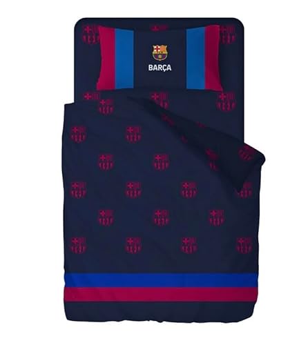 JYC CREATIVE Parure de Lit Football FC Barcelone 2 Pièces – 