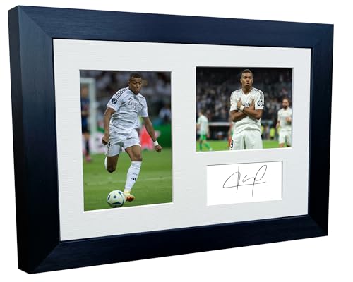 Cadre photo A4 signé Kylian Mbappe Real Madrid avec autograp