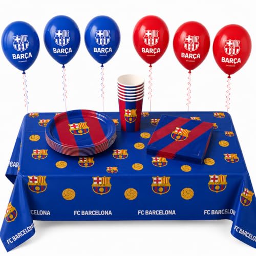 Kit danniversaire du FC Barcelone 35 pièces pour 8 personnes